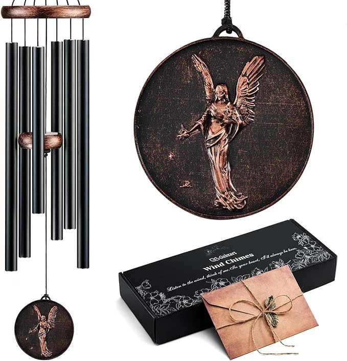 Wind Chimes for Outside, Vintage Angel Deep Tone Wind Chime Outdoor Clearance, Memorial/Festivals/Birthday Gift for Mom Dad Women Grandma, Home Garden Patio Decor (34" Angel)