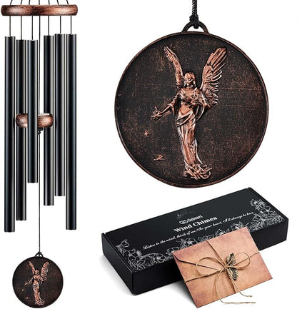 Wind Chimes for Outside, Vintage Angel Deep Tone Wind Chime Outdoor Clearance, Memorial/Festivals/Birthday Gift for Mom Dad Women Grandma, Home Garden Patio Decor (34" Angel)