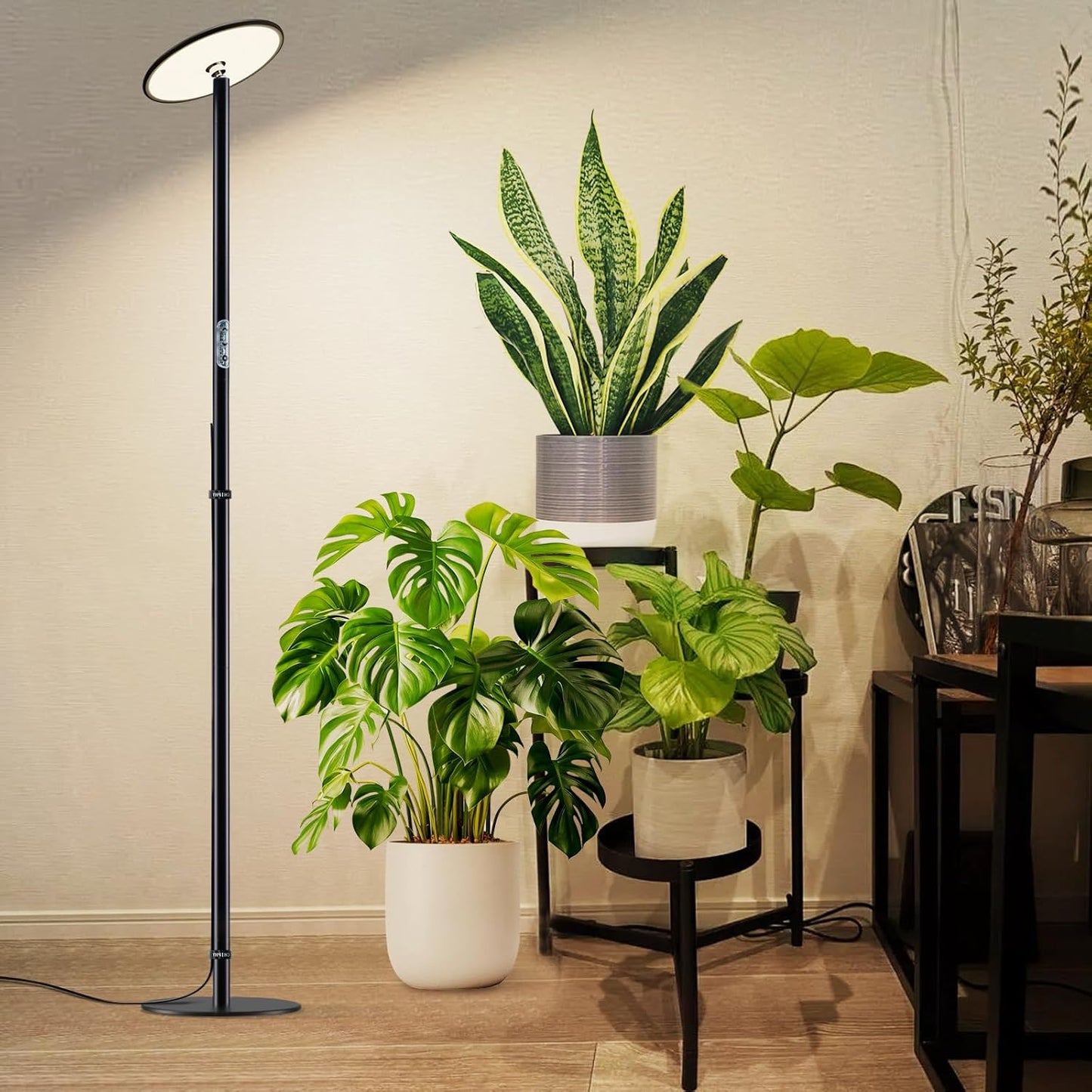 Tall Grow Lights for Indoor Plants Full Spectrum, 40W Sunlike Standing Plant Lights for Indoor Growing, 10-Level Dimmable, Adjustable Height for Various Plant Sizes