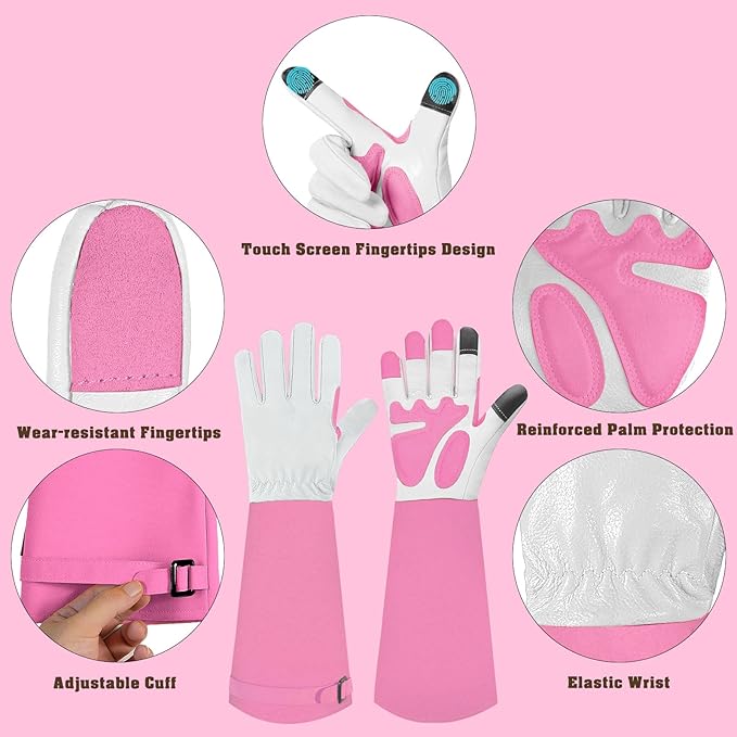 Long-Gardening-Gloves for Women/Men - Thorn Proof Rose Pruning Gloves Heavy Duty Gauntlet-M
