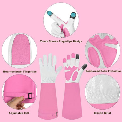 Long-Gardening-Gloves for Women/Men - Thorn Proof Rose Pruning Gloves Heavy Duty Gauntlet-M