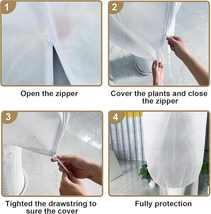 Plant Covers Freeze Protection – 50" × 75" Reusable Plant Protector Bag with Drawstring and Zipper for Plants Trees Shrub, Frost Jacket Warm Blanket for Freeze Frost Protection Season Extension