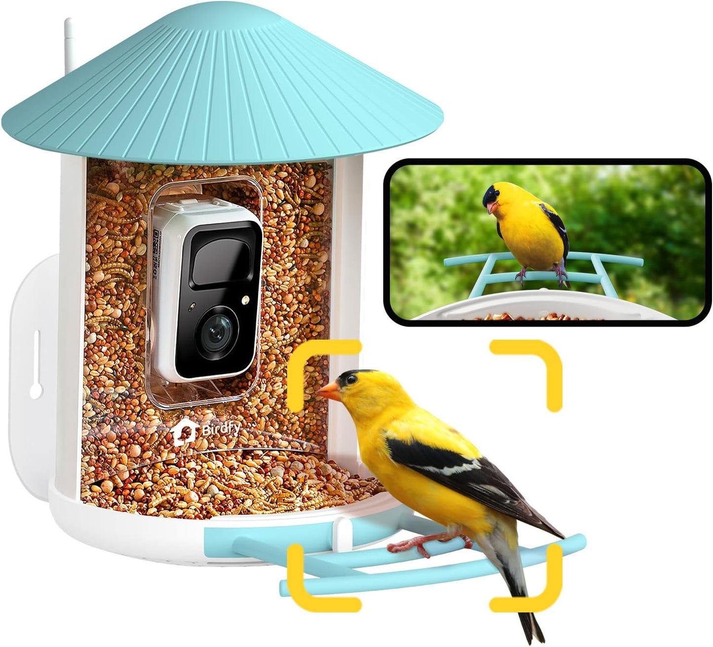 NETVUE by Birdfy Smart Bird Feeder with Camera – AI Identifies Birds Species 2MP Night Vision & App Alerts, 2.4Ghz Wi-Fi Connect IP65 Weatherproof Bird Camera-Gift for Backyard BirdWatchers, Blue
