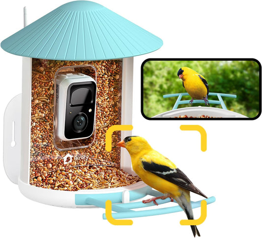 NETVUE by Birdfy Smart Bird Feeder with Camera – AI Identifies Birds Species 2MP Night Vision & App Alerts, 2.4Ghz Wi-Fi Connect IP65 Weatherproof Bird Camera-Gift for Backyard BirdWatchers, Blue