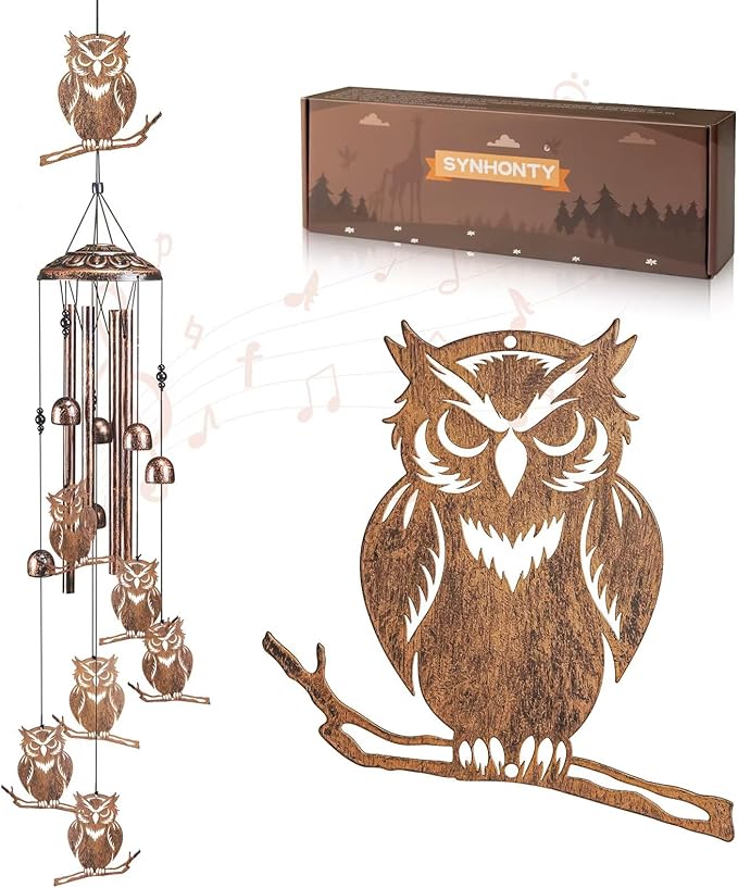 Owl Wind Chimes for Outside,Gardening Gifts for owl Lover，Women，Men，Mom，Birthday Party Decorations,Memorial Gifts,Wind Chimes Outdoors，Indoors,Room,Home,Wall,Garden,Patio,Yard Decor