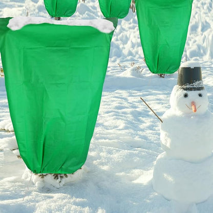 4 Packs Plant Covers Freeze Protection 47.7" X 72" - 2.2oz Large Frost Blankets for Plants Frost Cloth Plant Freeze Protection Tree Covers Bags with Zipper Drawstring Green
