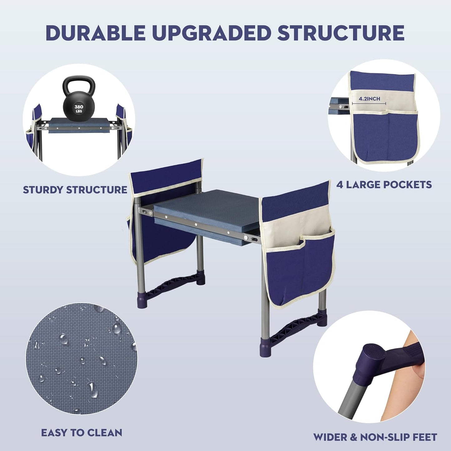 Luvenia Garden Kneeler and Seat,Foldable Garden Stool 10.8" Wider Heavy Duty 2-in-1 Kneeling Pad,Bench Kneeler and Seat Gardening Gifts for Women,Men,Seniors,Grandparents