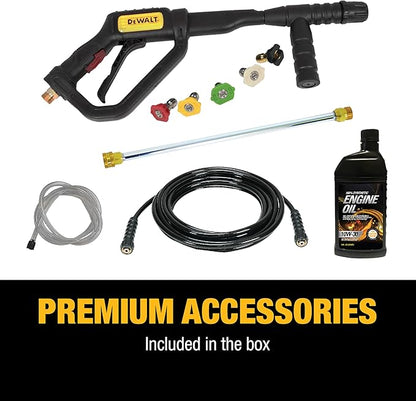 DeWalt DXPW3400PRNB-S PressuReady 3400 PSI Gas Pressure Washer with Quick Start Technology, 2.5 GPM Axial Cam Pump, 208cc Engine, Cold Water, Includes 25-Ft Hose, Nozzles, Spray Gun & Wand, 49-State