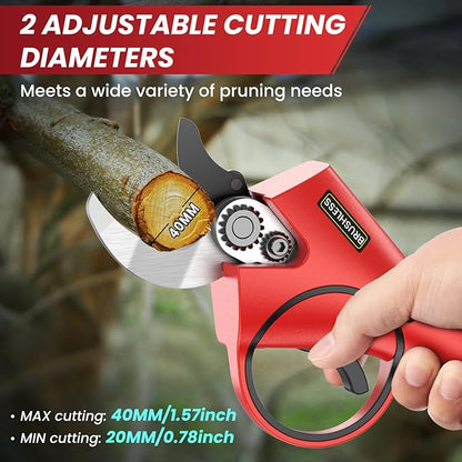 Electric Pruning Shears with Pole, 2-in-1 Cordless Pruning Shears 1.6" with SK7 Blade,8FT Reach,800W Brushless Motor,2 x 21V 2000 mAh Batteries,6–10Hs,Tree Branch Cutter for Gardening Pruning