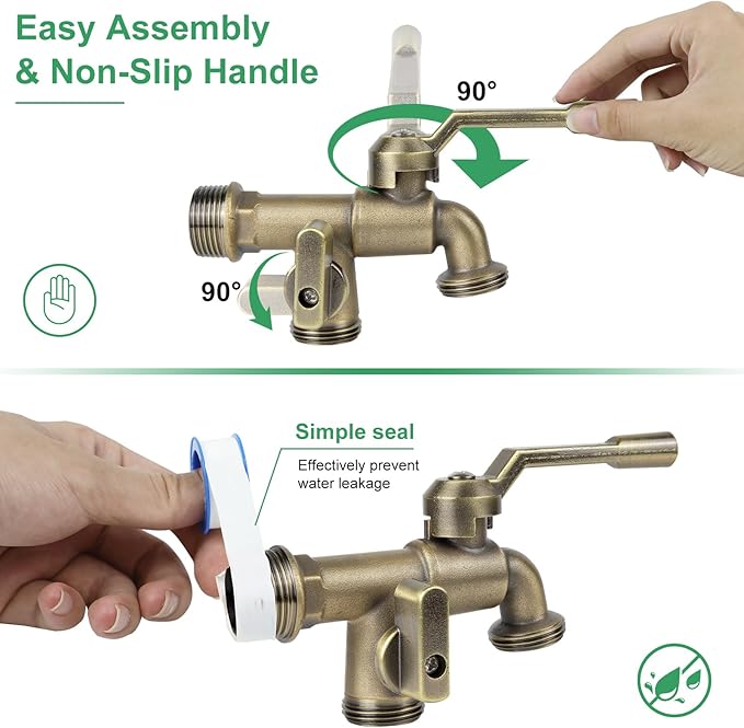 Outside Water Faucet,Outdoor Wall Mounted Garden Double Faucets Two 3/4 inch Brass Ball Valves Water Tap Frost-Proof Outside Spigot Replacement with 2 Outlets for Home Balcony (Bronze 3/4" Male Inlet)