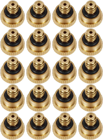 Brass Misting Nozzles 0.016" Orifice (0.4mm) 10/24 UNC, Water Mister Parts Fog Nozzles for Patio Misting System Outdoor Cooling System (20) Y-20PCS