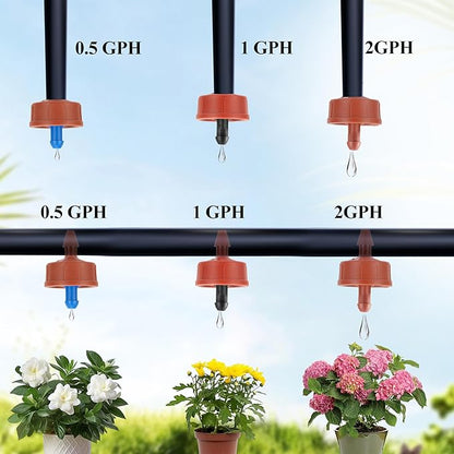 60Pcs 1 GPH Pressure Compensating Irrigation Spot Drippers,Constant Flow Barb Outlet Watering Dripper Emitters Heads Parts for 1/4 Inch Watering Tubing Line for Garden Pots Plants Irrigation Systems