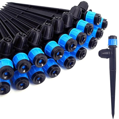 50Pcs Drip Irrigation Emitters with Lock, Adjustable 360 Degree Water Flow Irrigation Drippers for 1/4 inch Drip Irrigation Tubing, Micro Spray Drip System Parts for Garden Irrigation System