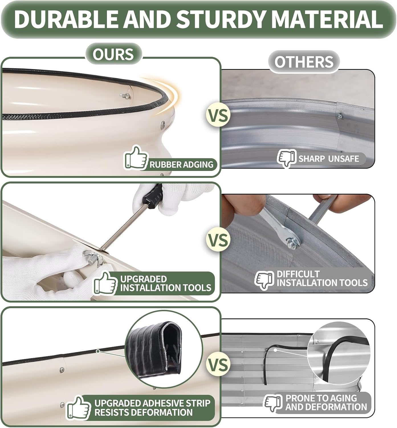 1MORE Galvanized Raised Garden Bed- Planter Garden Boxes Outdoor, Raised Beds for Gardening, 4x2x1ft Metal Garden Bed Kit for Vegetables Flower, Planter Raised Beds with Protective Tape & Tools.White