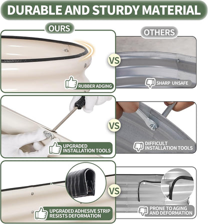 1MORE Galvanized Raised Garden Bed- Planter Garden Boxes Outdoor, Raised Beds for Gardening, 4x2x1ft Metal Garden Bed Kit for Vegetables Flower, Planter Raised Beds with Protective Tape & Tools.White