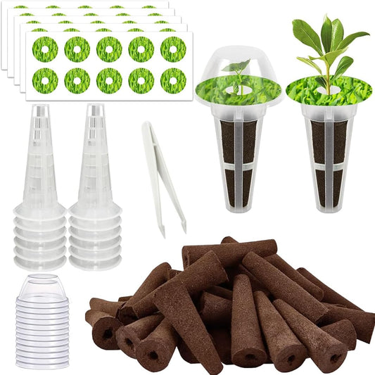 105 Seed Pod Kit for Aerogarden, Hydroponics Accessories for System Compatible with Hydroponics Supplies from All Brands, 30 Grow Sponges, 12 Grow Baskets, 12 Domes, 50 Pod Labels, 1 Tweezer (105 Pcs)
