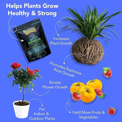 Trifecta Myco Supreme Mycorrhizal Fungi for Soil, Plant Root Stimulator, Ultra Concentrated Mycorrhizae for Strong Roots & Living Soil, Tree, Rose and Flower Care