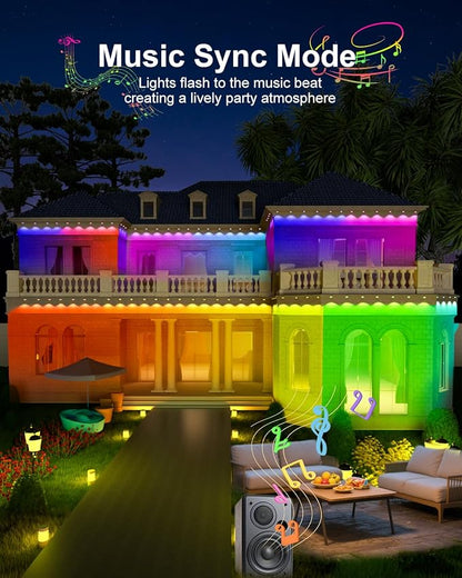 Permanent Outdoor Light Pro, 200ft with 144 RGB+IC LED Lights, 90 Scene Modes, AI Light Design, IP67 Waterproof for Halloween Christmas Decor and Daily Lighting, Work with Alexa, Google
