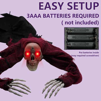 Halloween Outdoor Decor Animated Groundbreaker Zombie with Flashing Eyes and Creepy Sound for Halloween Yard,Lawn,Patio,Haunted House