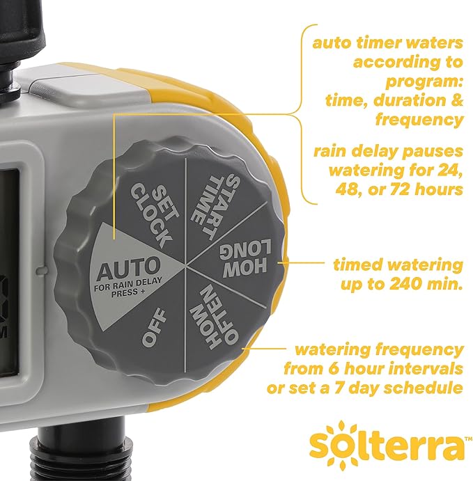 Solterra 28153 Single-Dial Two-Outlet Hose Timer, Gray