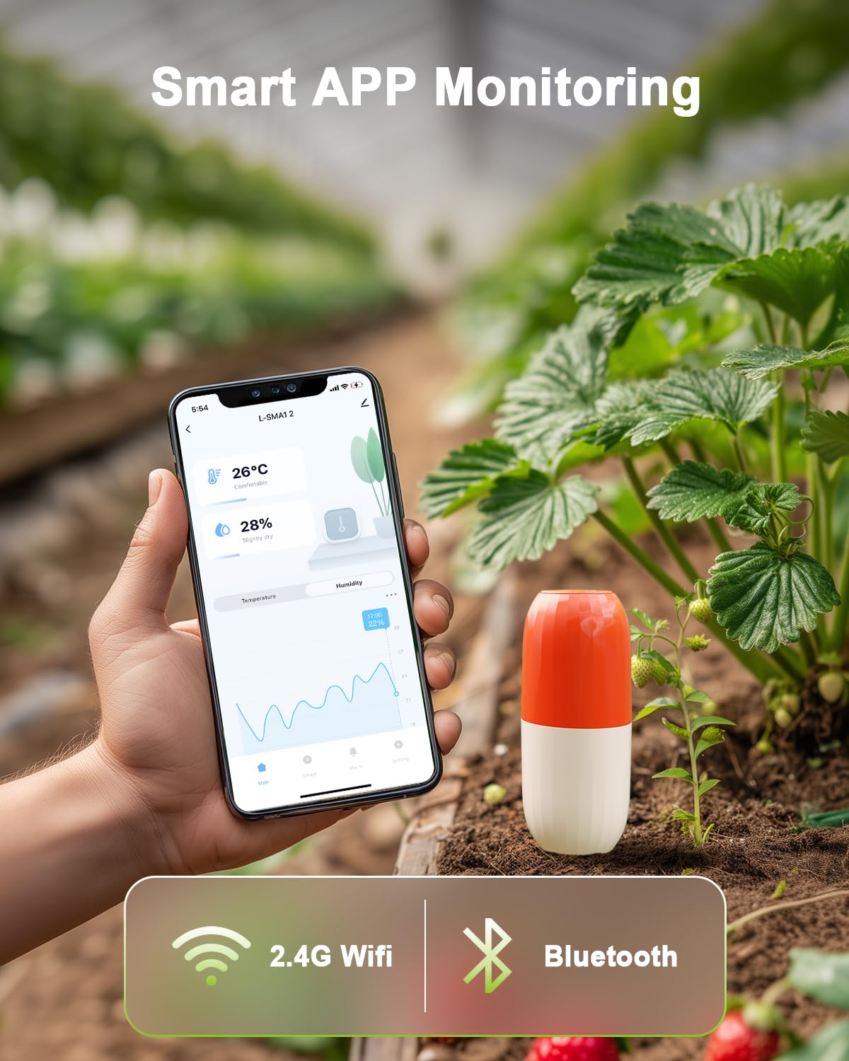 Lumary WiFi Moisture/Temperature ℃ Soil Meter, Work with Lumary Smart Water Timer, No Need Hub, App Monitor, Wireless Hygrometer Sensor for Outdoor IP67, Push Notification Lawn Greenhouse