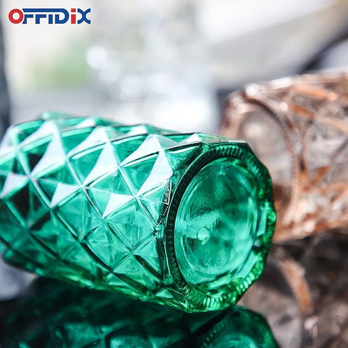 OFFIDIX Fine Mist Plant Mister, Handheld Pressure Glass Spray Bottles, 0.35L/11.8oz Watering Can with Adjustable Nozzle for Outdoor Indoor Gardening and Cleaning Work (Green)