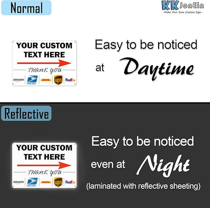 Custom Metal Delivery Sign for Packages, Waterproof Personalized Leave Packages Sign for Home, Leave Your Delivery Instruction on Signage (Normal style, 12"x8")