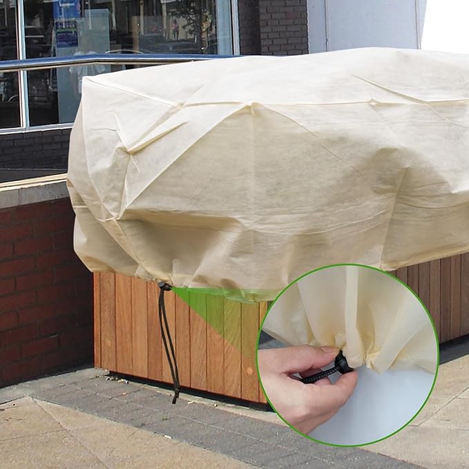 Plant Cover Freeze Protection, Winter Plant Covers, Plant Frost Cover, Tree Plant Freeze Protection Covers, Planter Plant Winter Frost Blanket with Zip Drawstring,4 Pack (59x17.7x15.7INCH)