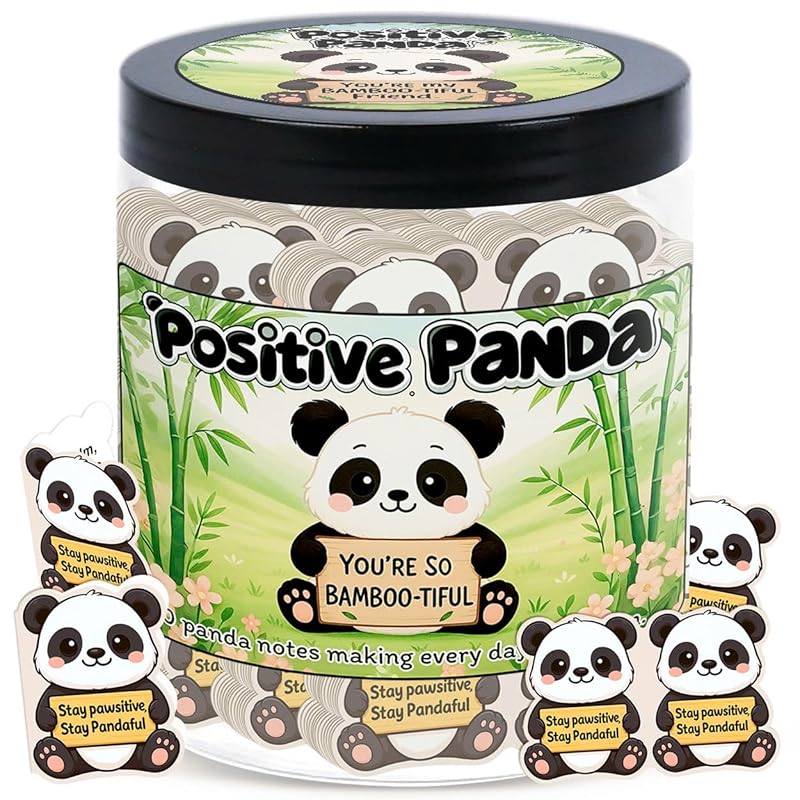 Positive Panda Jar With 60 Affirmation Cards – Emotional Support Panda Gifts For Teenage Girls, Stress Relief And Daily Encouragement, Panda Lover Gifts, Self Care Gifts For Women