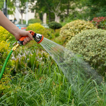 Garden Hose Nozzle, Hose Sprayer Nozzle with 10 Spray Patterns, Thumb Control On Off Valve, High Pressure Metal Water Hose Nozzle for Car Wash, Plants, Pets & Outdoor Cleaning, Orange