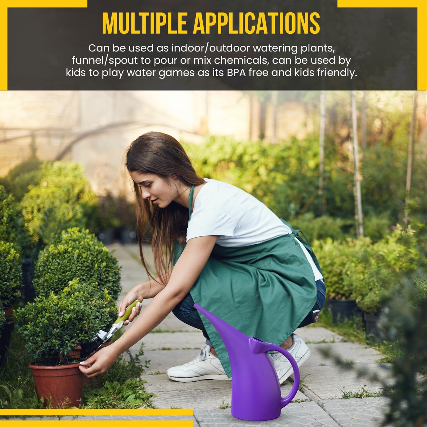 KP KOOL PRODUCTS Water Can 1/2 Gallon - Small Watering Can for Indoor Plants - Outdoor Water Can - Purple Plant Waterer - Plastic Watering Can for Garden