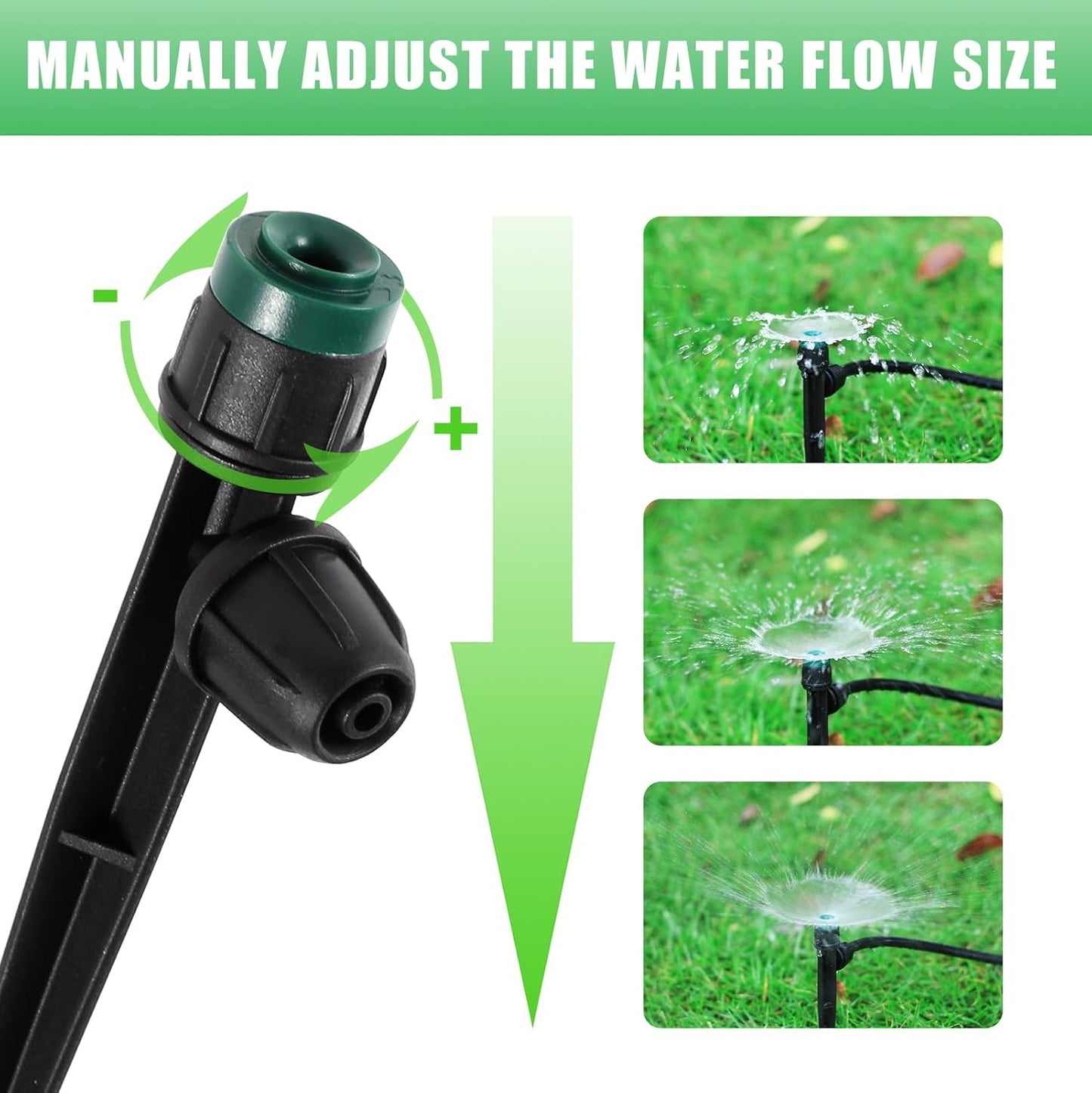 40Pcs Drip Irrigation Emitters Sprayers for 1/4" Tubing, Adjustable 360 Degree Water Flow Sprayers on 5.5" Arrow Stake for Garden Irrigation Watering System
