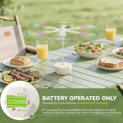 Grete Gotye Portable Battery Powered Fly Fans for Tables Up to 15 Hours Working Time, 4-Pack Indoor Outdoor Food Fan with Flexible Goose-Neck Blades for Home Restaurant Party Picnic Patio BBQ, Beige