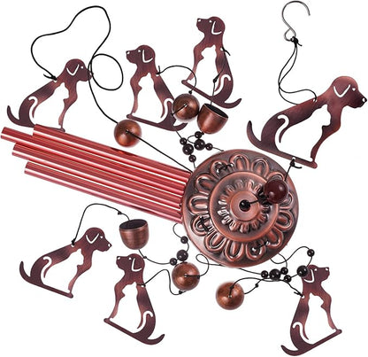Outdoor Dog Wind Chimes Gifts for Mom - with 4 Tubes 6 Bells 7 Dogs Wind Bell, Romantic Wind Catcher, Mobile Dog Decor, Dog Bell, Puppy Windchimes for Home, Balcony, Tree, Festival, Garden Decoration