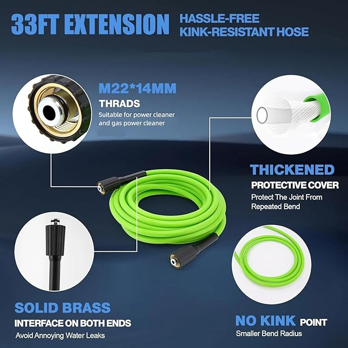 Pressure Cleaner 5000 PSI 2.8 GPM High Power Cleaners with 33ft Pressure Hose, 4 Nozzle and Foam Cannon, for Home, Cars, Fences, Patio (Blue)