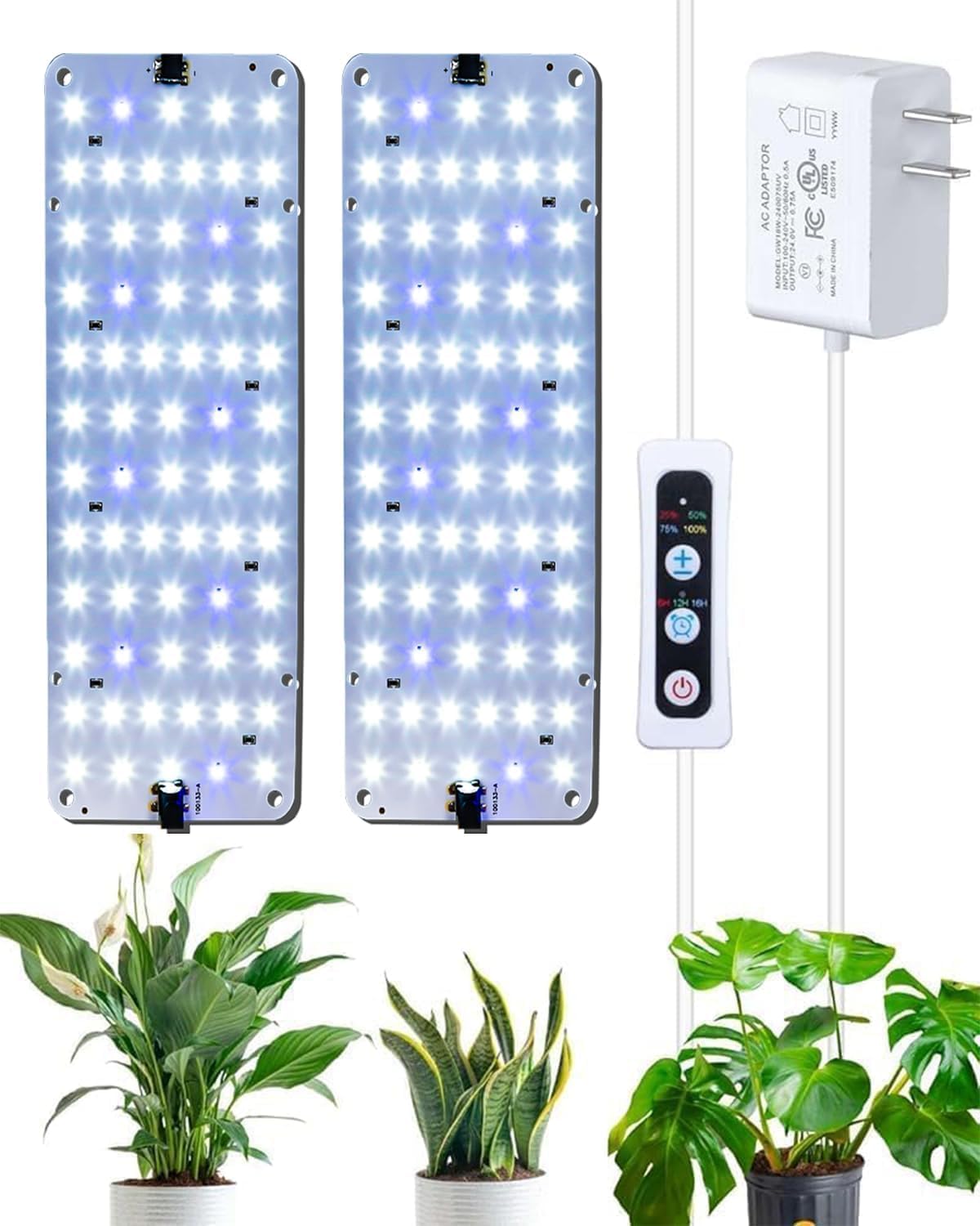 DOMMIA Grow Light, 20W Ultra-Thin Panel Grow Lights for Indoor Plants, High PPFD Full Spectrum, Dimmable, 6/12/16H Timer Auto on/Off, Suitable for Indoor Growing, Warm White 1-Pack