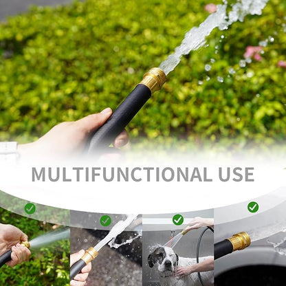 WiseFlow Garden Hose 90FT x 5/8", Heavy Duty Rubber Hose, 1000PSI Burst, 300PSI Working, Water Hose with Five Layered Braiding, Male Female Fittings (Black)