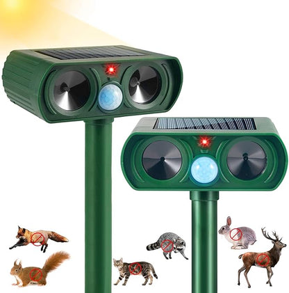 2 Pack Ultrasonic Animal Repeller Outdoor Cat Repellent Solar Deer Repellent Devices Waterproof, Motion Activated Animal Deterrent Devices to Scare Cat Squirrel Rabbit Raccoon Skunk for Yard Garden
