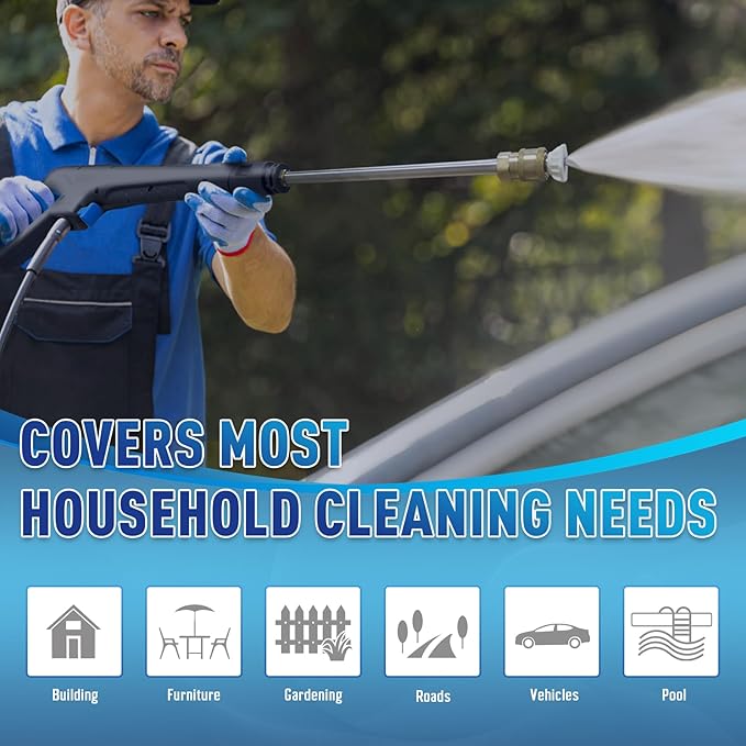 Pressure Washe Touch Screen Adjustable Pressure Power Washer with 4 Quick Connect Nozzles,Inlet Hose & Filter, Foam Cannon for Cars/Fences/Driveways Cleaning