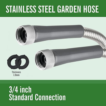 SKYWARD 304 Stainless Steel short Garden Hose 6 ft with Female to Female Metal Connector,Easy to Use & Store, Anti-Leakage Hose, High Water Flow (6ft)