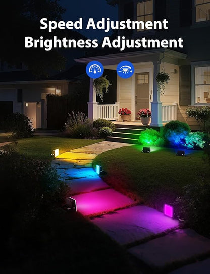 Onforu RGBW Flood Lights Outdoor Remote Control, Color Changing LED Landscape Lights, IP65 Waterproof Uplights for Events, Uplighting for Halloween Christmas Garden Yard Party, Wired 6 Pack 60W