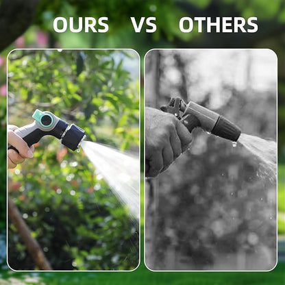 Garden Hose Nozzle Sprayer, Heavy Duty 100% Metal High Pressure Hose Nozzle with 4 Spray Patterns, Thumb Control Valve for Lawn & Plant Watering, Washing Cars, Pets Showering