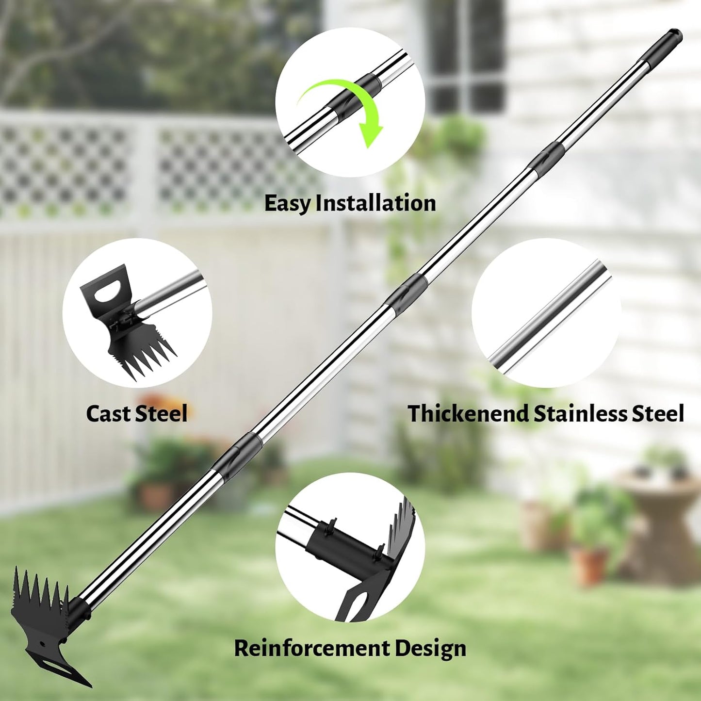 Weed Puller Tool with Long Handle – Garden Weeder Tool & 2-in-1 Garden Hoe for Easy Weeding in Yard, Lawn, Patio, Backyard and Farm
