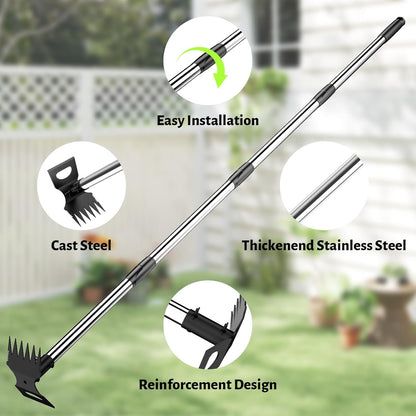 Weed Puller Tool with Long Handle – Garden Weeder Tool & 2-in-1 Garden Hoe for Easy Weeding in Yard, Lawn, Patio, Backyard and Farm