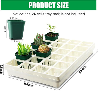 5 Pack Nursery Pot Tray, Carrying and Holding Plant Tray for Pot 24 Cell Carrying Holder Drainage Watering Plant Tray (White)