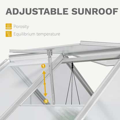 DWVO 10x12FT Polycarbonate Greenhouse Heavy Duty Green Houses Outdoor Aluminum Greenhouses with Sliding Doors Vent Window Premium Walk-in Greenhouse Large Sun House for Garden Backyard, Silver
