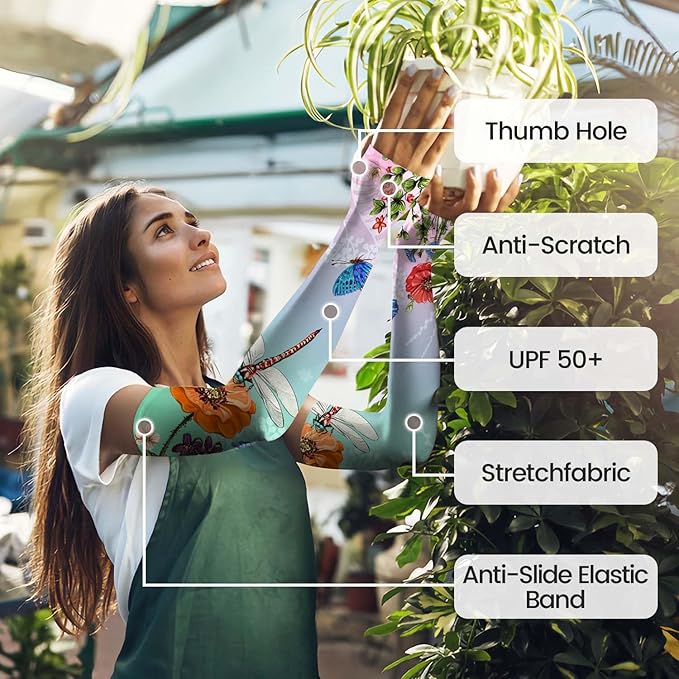 Gardening Sleeves Farm Sun Protection Arm Cooling Sleeves Thorn Proof Garden for Women Men with Thumb Hole