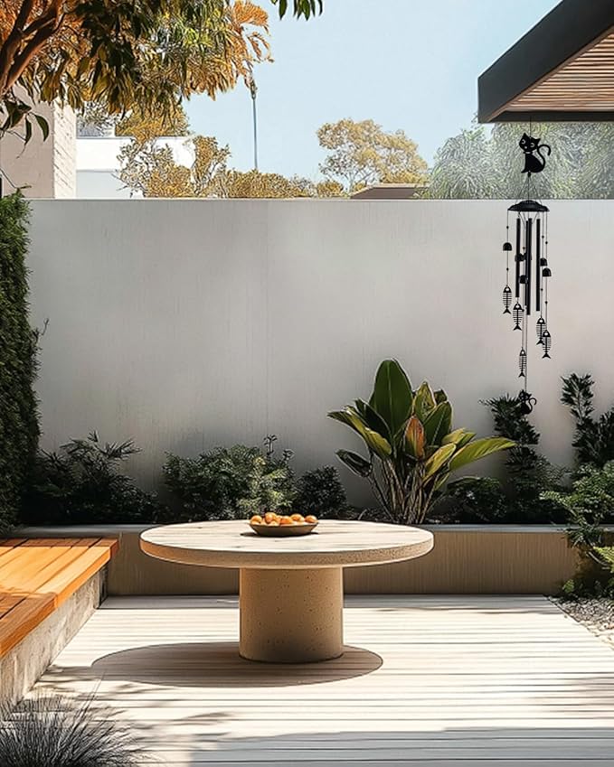 Cat Wind Chimes for Outside, Metal Windchimes Outdoors Clearance with 4 Aluminum Tubes, Garden Patio Yard Home Decor, Cat Gifts for Pet Lovers Women Men Mom Grandma, Unique Festival Birthday Gift