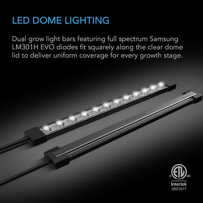 AC Infinity Heavy-Duty Large Humidity Dome w/Full Spectrum LED Grow Light Bars, Samsung LM301H EVO Diodes, 3mm Thickest Dome and 6x12 Trays, Vent Extension Panels, for Seed Starting and Propagation