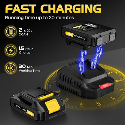 Leaf Blower, Electric Cordless Leaf Blower with 2 Batteries and Charger, 2 Speed Mode, Lightweight Leaf Blowers for Blowing Leaves, Lawn Care, Patio Cleaning and Dust